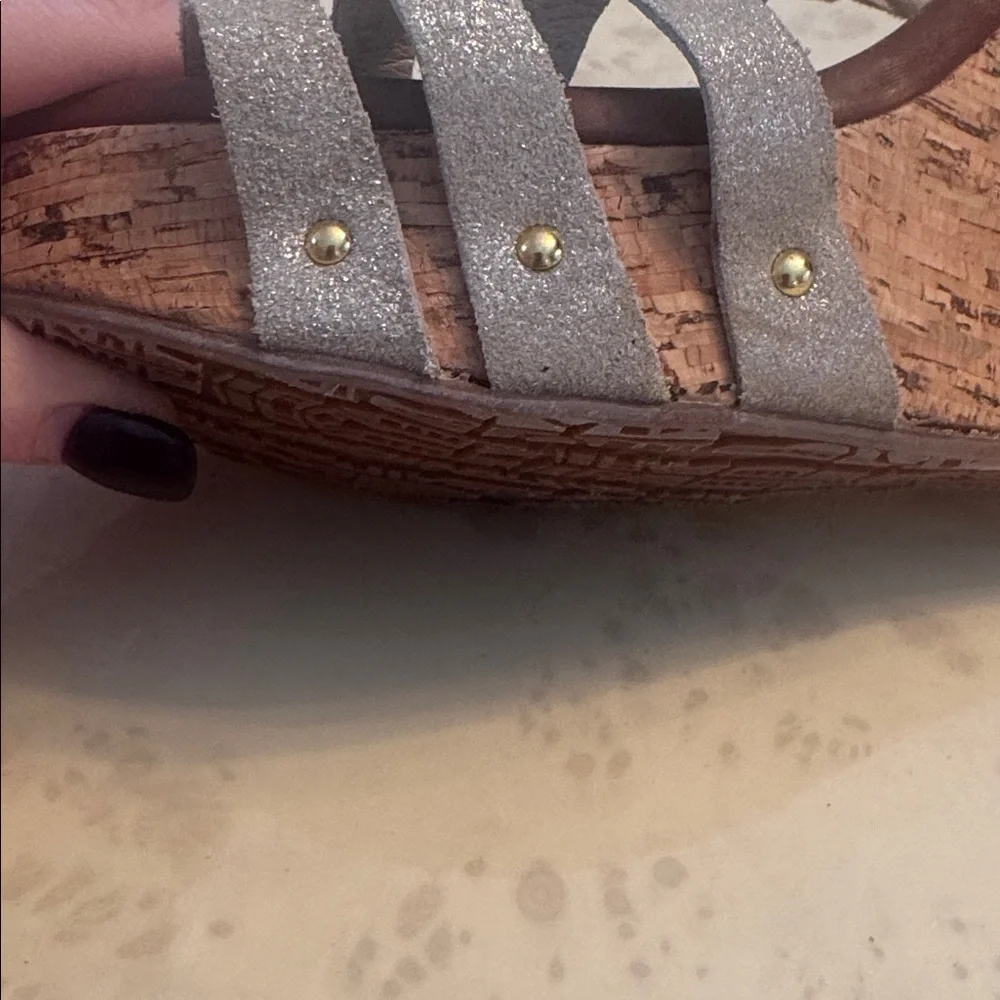 Matt Bernson Gray Strappy Cork Wedge Sandals – Women’s Size 7 - Picture 11 of 13